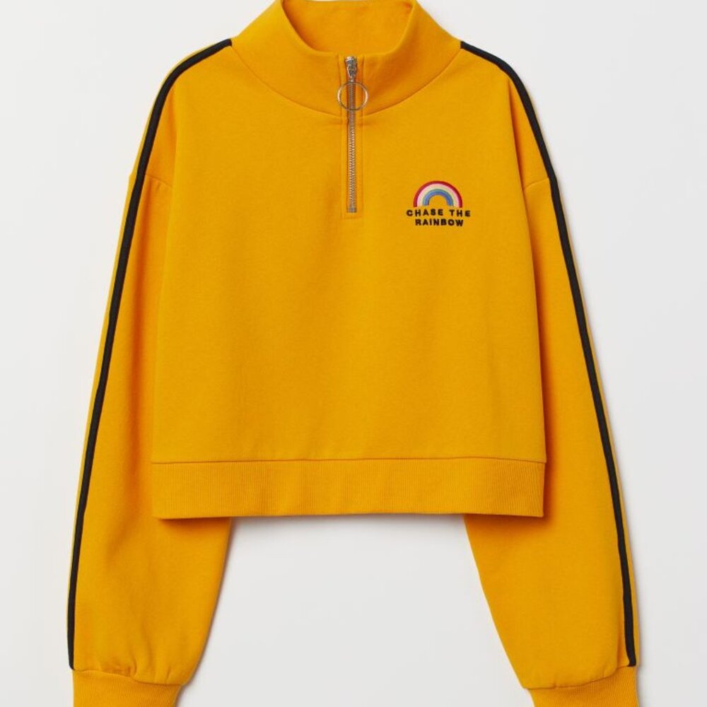 'CHASE THE RAINBOW' Mango Yellow Cropped H&M Quarter Zip